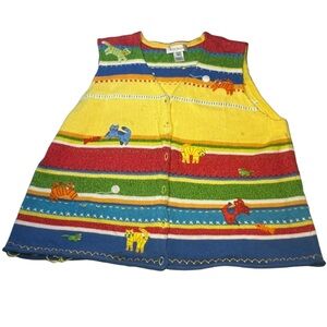 Vtg Susan Bristol 2W Knit Vest Cat Hand Embroidered Cottagecore Cardigan Sweater